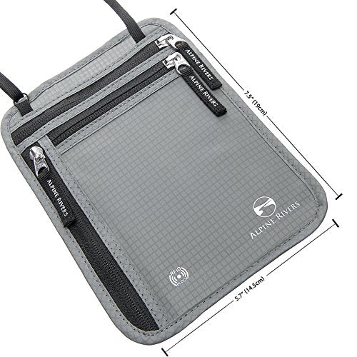 RFID neck wallet size and fit detail