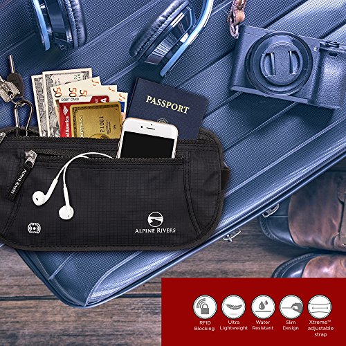 RFID money belt sizing and fit detail