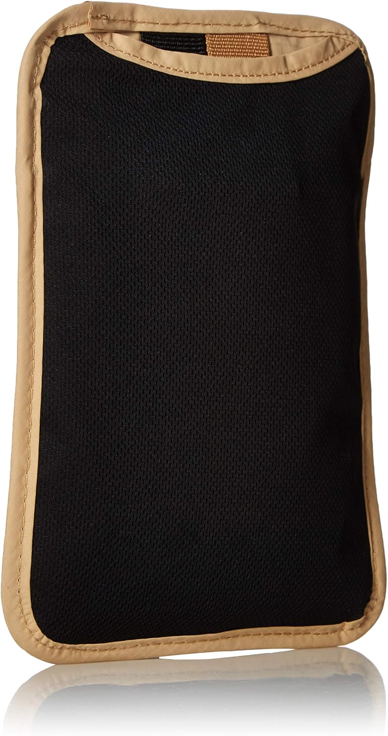 Reverse of the neck wallet showing the breathable black backing panel.