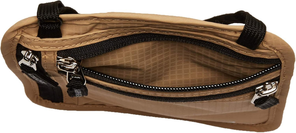 Main compartment open, showing the interior pockets and zip pulls.
