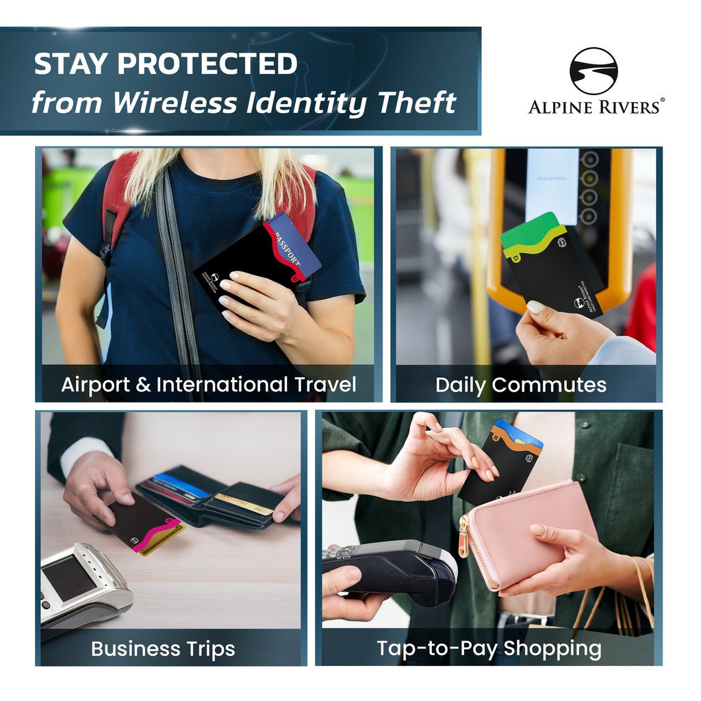 Alpine Rivers colour-coded numbered RFID blocking sleeves, Original pack, all top-load