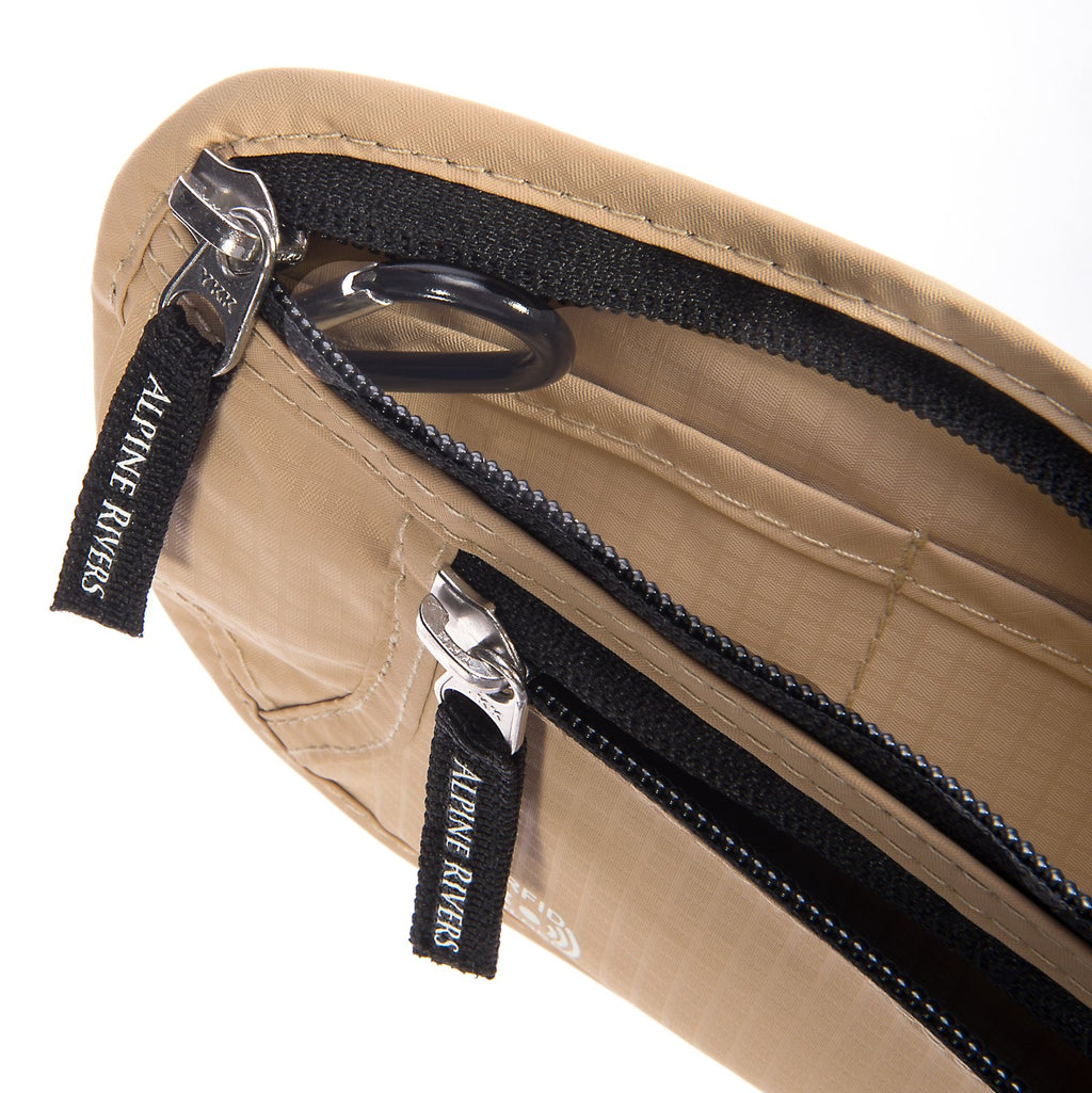 Alpine Rivers RFID money belt in Sahara Sand