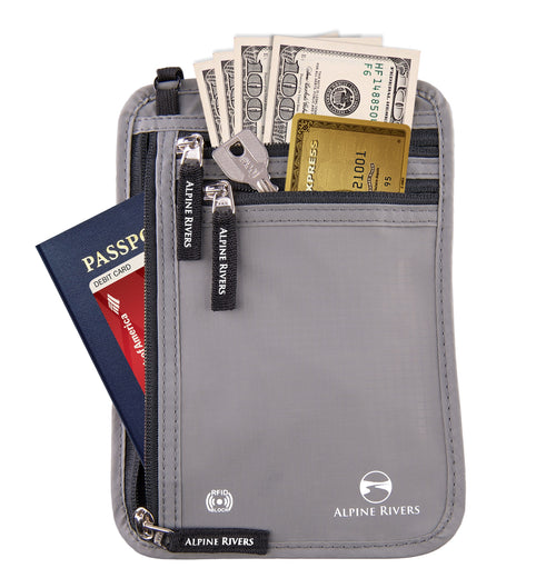 Alpine Rivers RFID blocking neck wallet, Graphite Gray